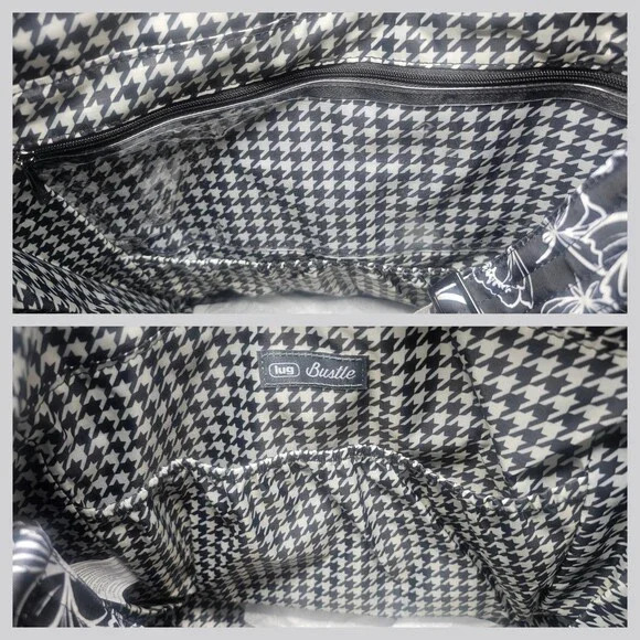 Lug Bustle Convertible Tote Crossbody Adjustable Strap Outline Floral Black NWT - Picture 5 of 9